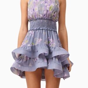 Elliatt Lavender Floral Ruffled Mini Dress